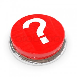Red round button with white question mark.